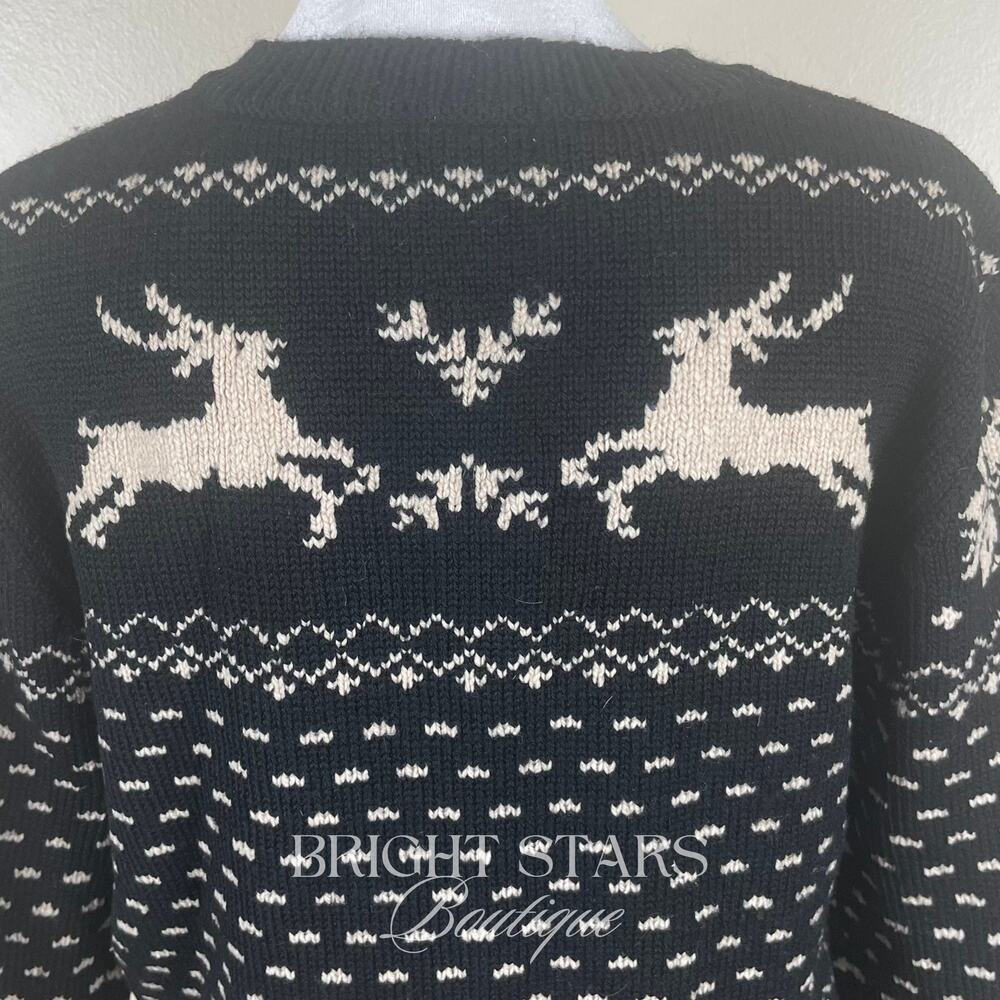 Rare Reindeer Cardigan ASO Sabrina The Teenage Witch Black Cream Vintage Holiday - Picture 9 of 11
